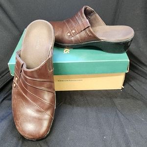 Clarks Mayflower Brown Leather Shoes Size 8